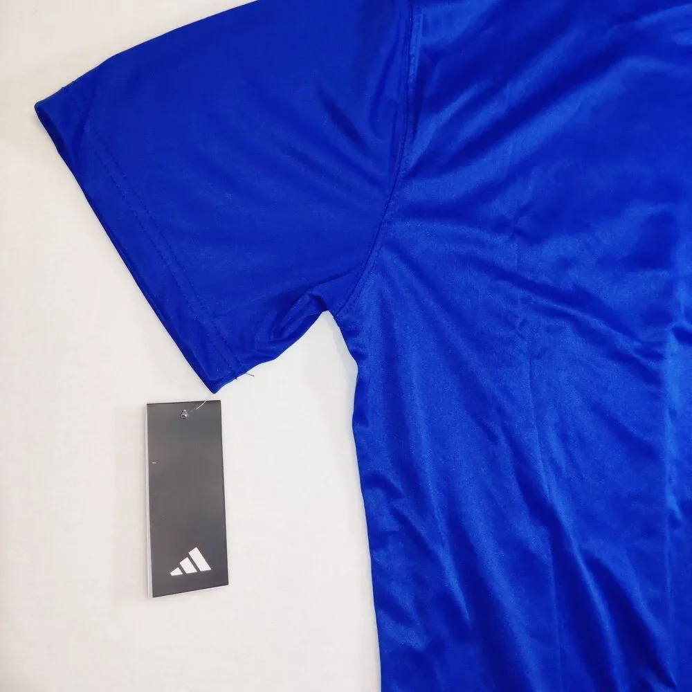 Adidas Soccer Men's L, T-Shirt Trefoil Logo Blue, w/White LOGO NEW